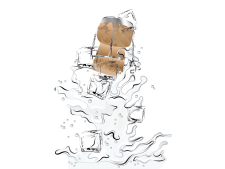 Champagne splash with ice cubes and corkのイラスト素材