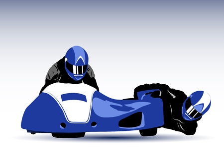 Realistic illustration of blue motorcycle sidecarのイラスト素材