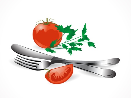 Two red tomatoes and the silver setのイラスト素材