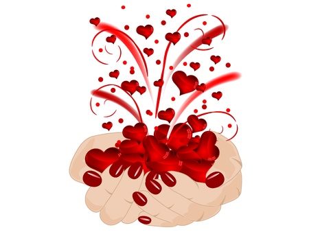 Female hands with red nails holding a heartsのイラスト素材