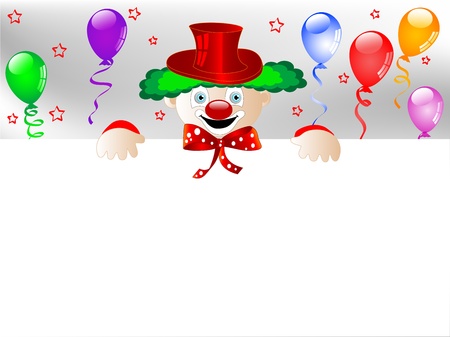 Clown with colorful party balloons and ribbonsのイラスト素材