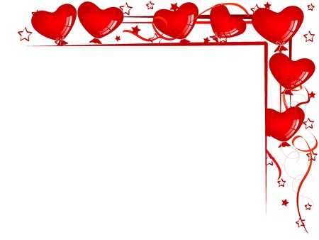 Valentine background with balloons and ribbons のイラスト素材