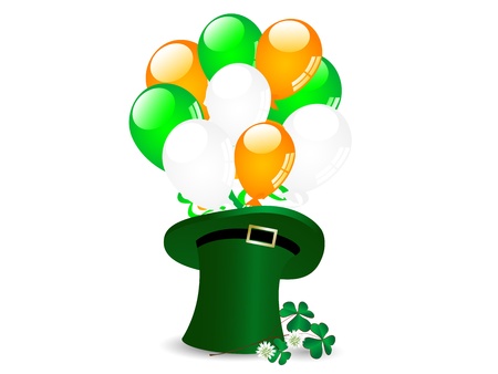 St.Patrick!s green hat with balloons and cloverのイラスト素材