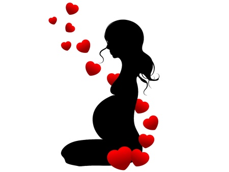 Silhouette of young pregnant womanのイラスト素材