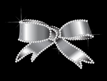 Luxury silver bow with the diamondsのイラスト素材