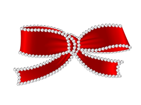 Luxury red bow with the diamondsのイラスト素材