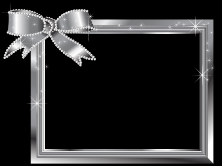 Silver frame with diamond ribbonのイラスト素材