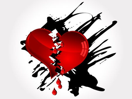 Red broken heart and red tearsのイラスト素材