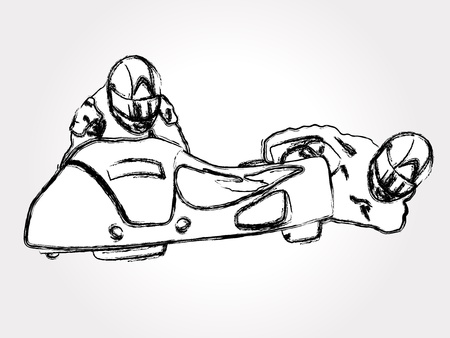 Hand drawn illustration of motorcycle sidecarのイラスト素材