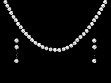 Diamond necklace and earrings illustrationのイラスト素材
