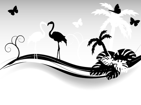 Tropical background in black and white colorのイラスト素材