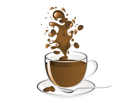 Cup of caffee and coffee beansのイラスト素材