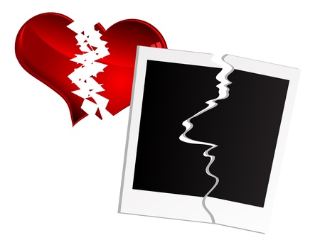 Red broken heart and photo framesのイラスト素材