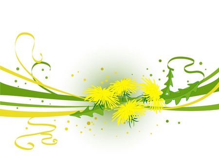 Spring background with yellow dandelionsのイラスト素材