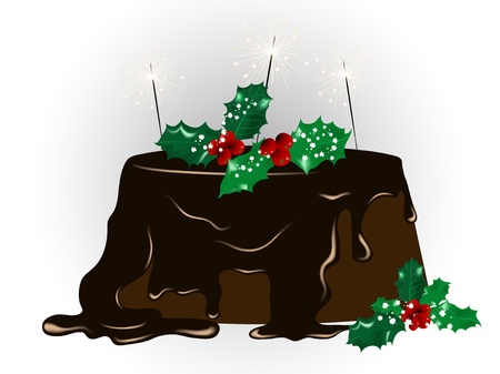 Christmas cake with chocolate sparklers