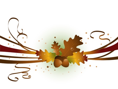 Abstract frame with orange autumn leaves and acornsのイラスト素材