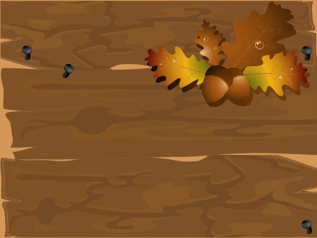 Abstract frame with orange autumn leaves and acornsのイラスト素材