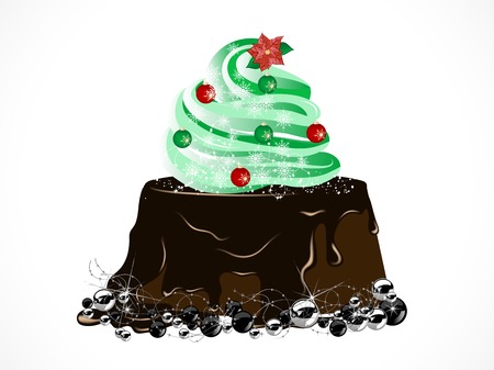 Vector illustration of cake as christmas treeのイラスト素材