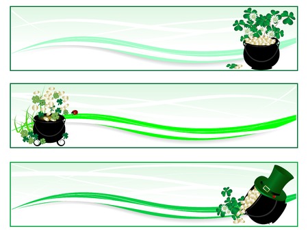 St.Patrick's day banners with cauldron and moneyのイラスト素材