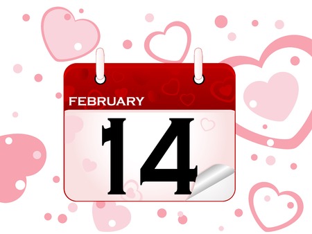 Calendar with 14 February date with heart backgroundのイラスト素材