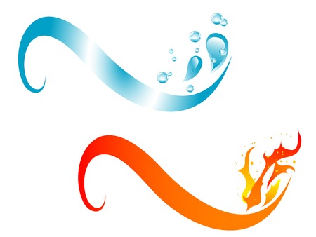 Blue water and orange fire simple iconのイラスト素材