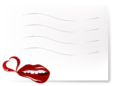 Valentine frame with glass heart and lipsのイラスト素材