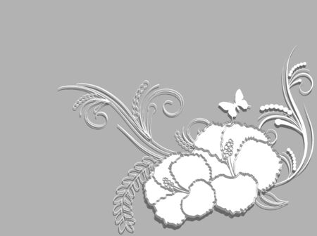 Grey elegant design with hibiscus flowerのイラスト素材