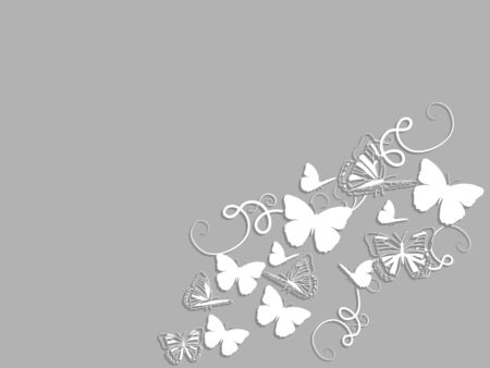 Grey card with beautiful butterflies silhouettesのイラスト素材
