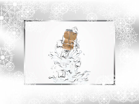 Champagne splash with ice cubes and corkのイラスト素材