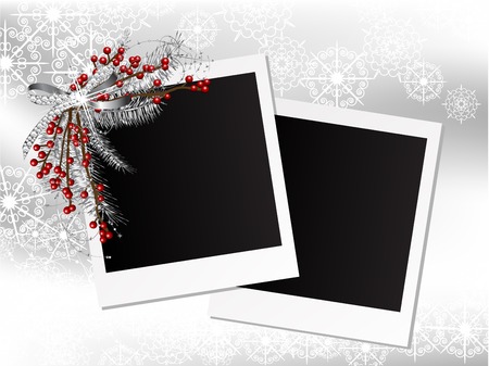 Silver garland with bow and needles in the framesのイラスト素材