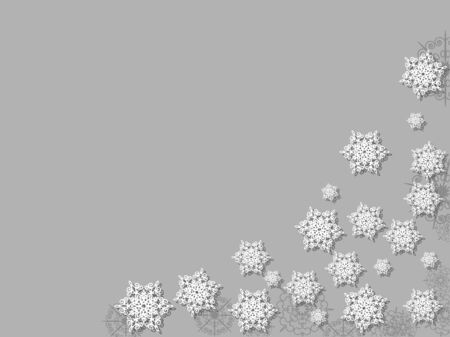 White snowflakes with shadow on grey backgroundのイラスト素材