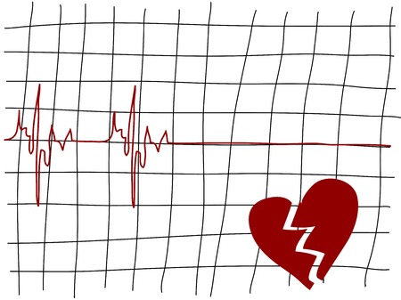 Broken heart and the lifeline - simple illustrationのイラスト素材