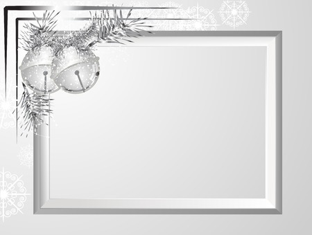 Silver frame with garland and jingle bellsのイラスト素材