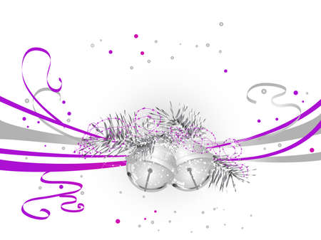 Violet Christmas background with silver jingle bellsのイラスト素材