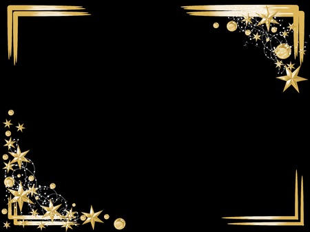 Christmas frame with golden stars and ballsのイラスト素材