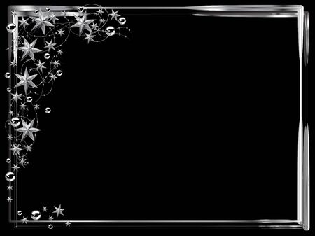 Christmas frame with silver stars and ballsのイラスト素材