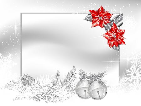 Blank label with two silver jingle bellsのイラスト素材