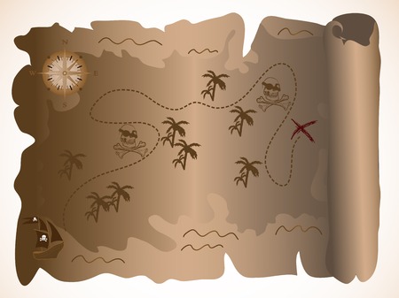 Old pirate map with compassのイラスト素材