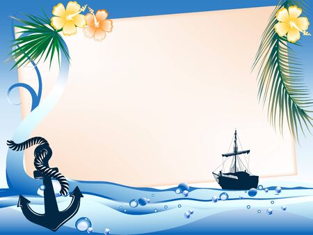 Frame for your text against the seascapeのイラスト素材