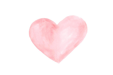 Red heart is placed on a white background, watercolor.の写真素材