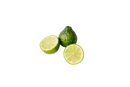 Kaffir lime Herb Essential oil used in spa, clipping, path.の写真素材