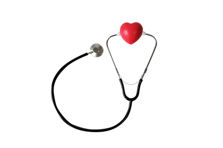 Heart health check and strong body white background.の写真素材