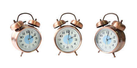 Copper retro alarm clock on isolated background / clipping paths