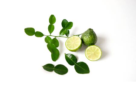 Kaffir lime Herb Essential oil used in spa.の写真素材