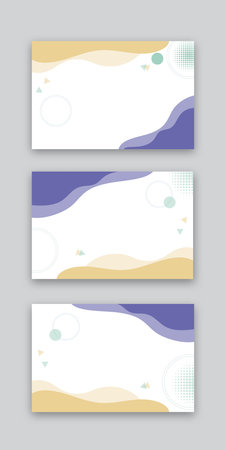 Set pastel template banner . Design with liquid shape. yellow; green; purple; violetのイラスト素材