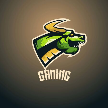 Dragon mascot logo design with modern illustration concept style for badge, emblem and t shirt printing. Angry Dragon illustration for sport and e-sport team.のイラスト素材