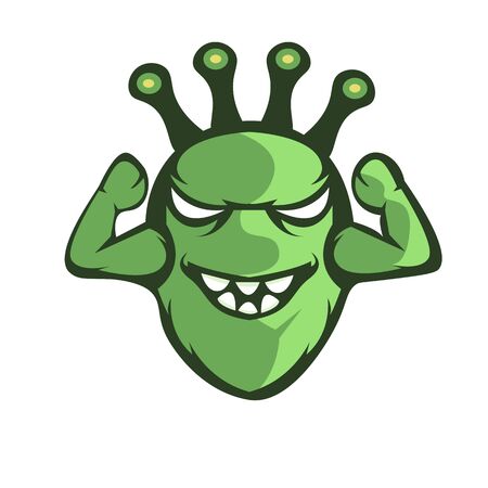 War on virus, stay at home or die. Cartoon virus character vector illustration on white background. cute fly germ virus infection or funny micro bacteria character. microbe, pathogen, virus icon.のイラスト素材