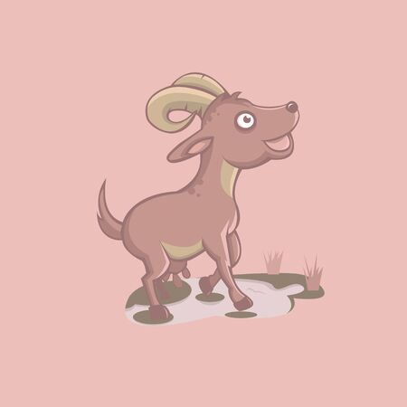 cute cartoon goat illustration, concept style for badge, emblem and t shirt printing.のイラスト素材