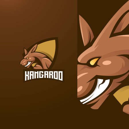 Kangaroo mascot logo design vector with modern illustration concept style for badge, emblem and t shirt printingのイラスト素材