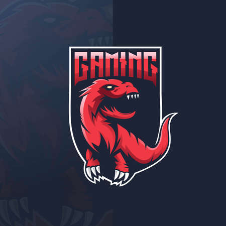 Dinosaur sport mascot design illustration. T-Rex mascot sports , concept style for badge, emblem and t shirt printing. Angry T-Rex illustration for gamingのイラスト素材